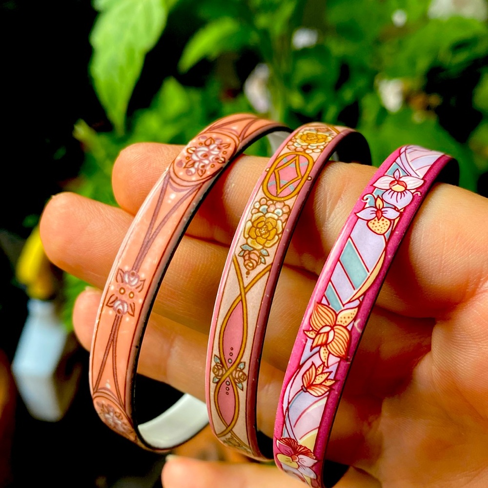 Michaela Frey enamel hand painted metal bracelets made in Austria